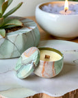 Scented Candle Marble Pattern Green Peony Parcel